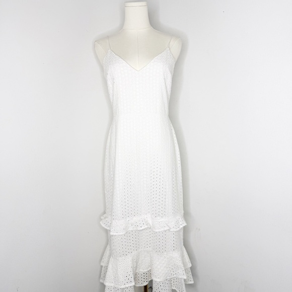 Express White Eyelet Ruffle Hem Dress – Women’s Size Small - Picture 2 of 8
